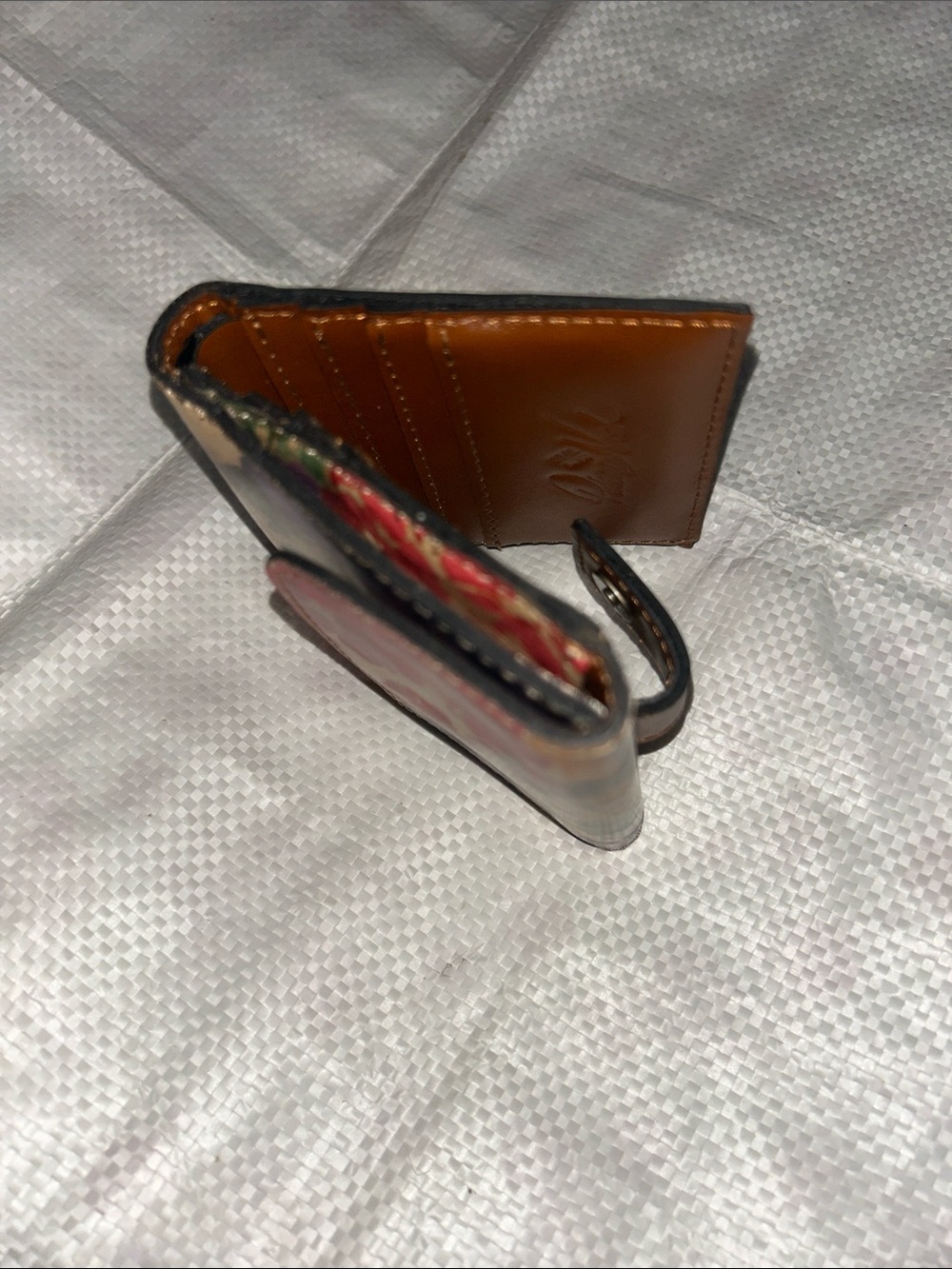 Patricia Nash Brown Leather wallet trifold with Multicolor Accents